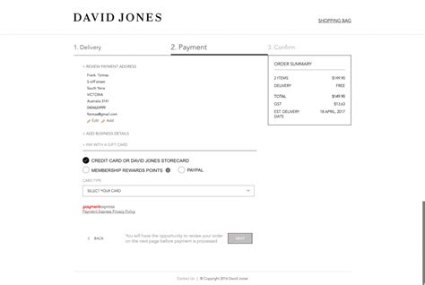 david jones online payment.